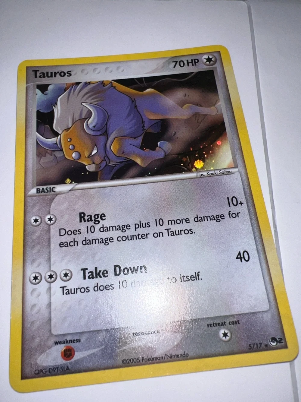 Pokemon Tauros Trading Card – Yellow Border